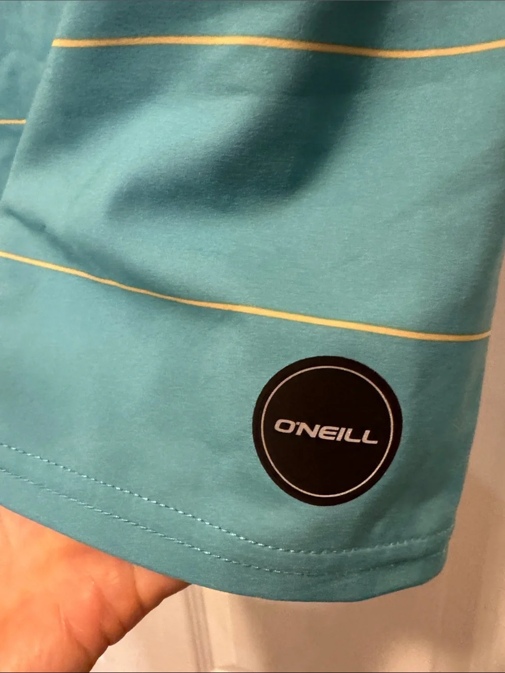 O'Neill Blue and Orange Striped Board Shorts